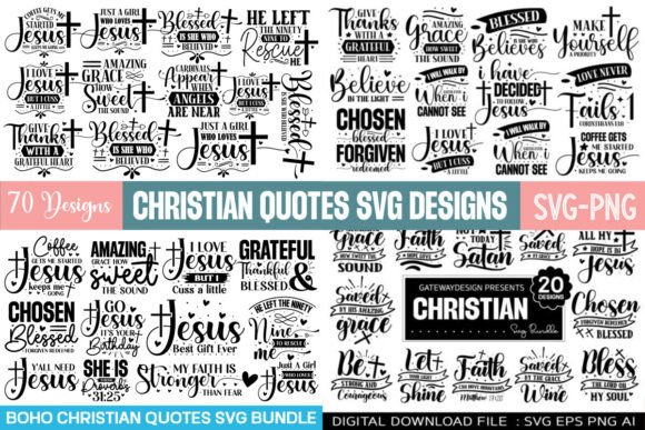Boho Christian Quotes SVG Bundle: Graphics for T-Shirt Designs