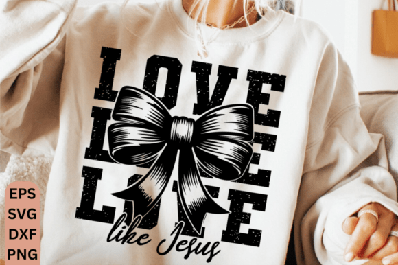 Love Like Jesus Coquette PNG, Heart Bow