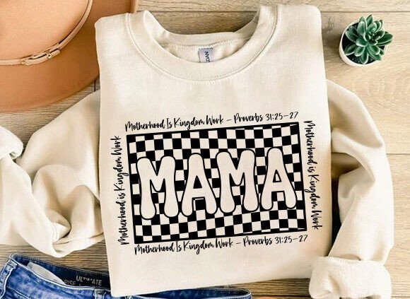 Mama SVG & Checkered Mama PNG: Christian Graphics for T-Shirt Designs